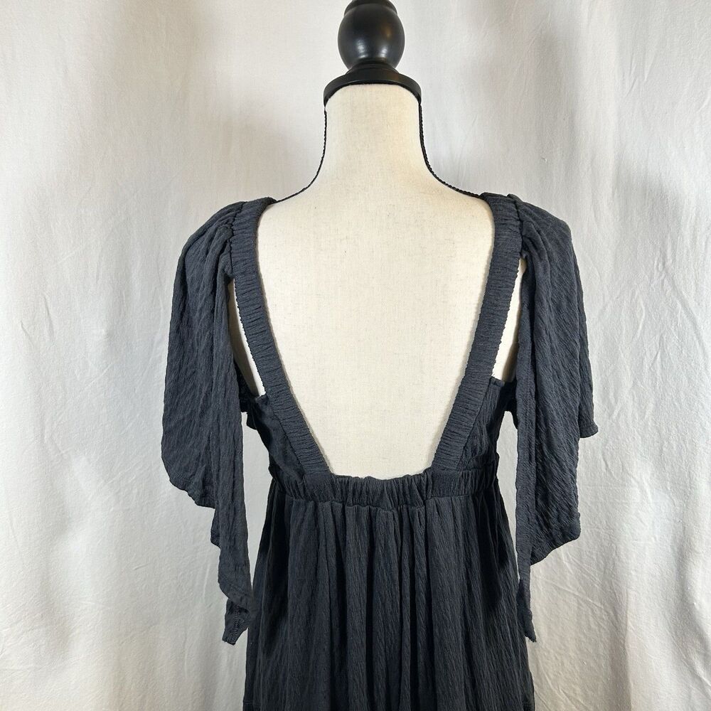 FREE PEOPLE Beach La La Maxi Dress Black Open Back Size S Boho Flowy Whimsigoth - Picture 8 of 14